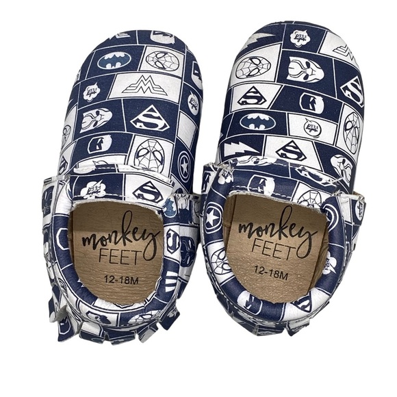 Monkey Feet Baby Infant‎ Shoes Leather Superhero Batman Spider-Man 12-18 Months - Picture 5 of 11